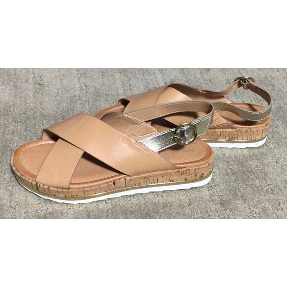 NWOT Nine West Platform Sandal Strap Brown‎ crisscross summer casual size 10 - Picture 4 of 6